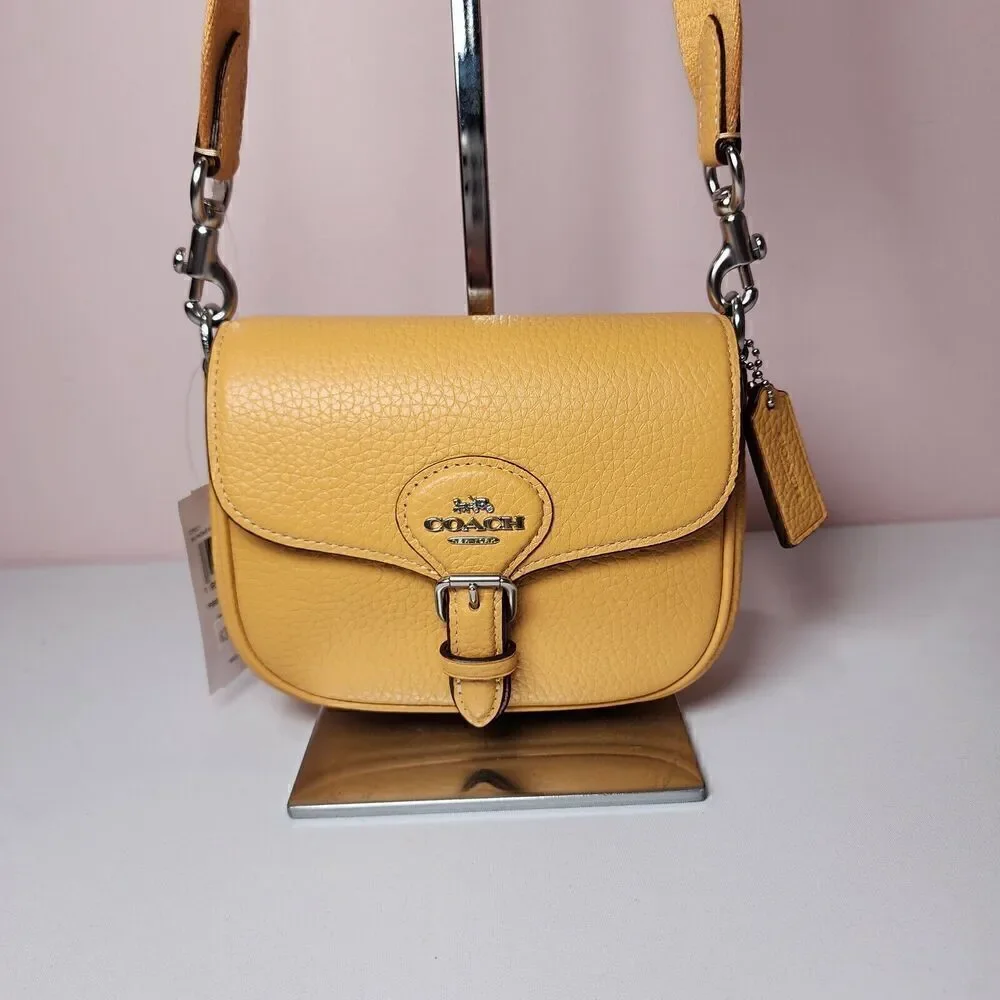 NWT Coach CP001 Amelia Small Saddle Bag Corn Flower HONEYCOMB Yellow